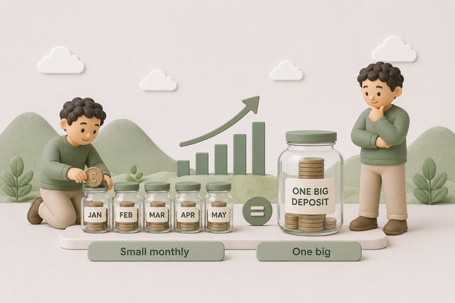 Small savings, big rewards. The quiet compounding of small monthly contributions over eighteen years.